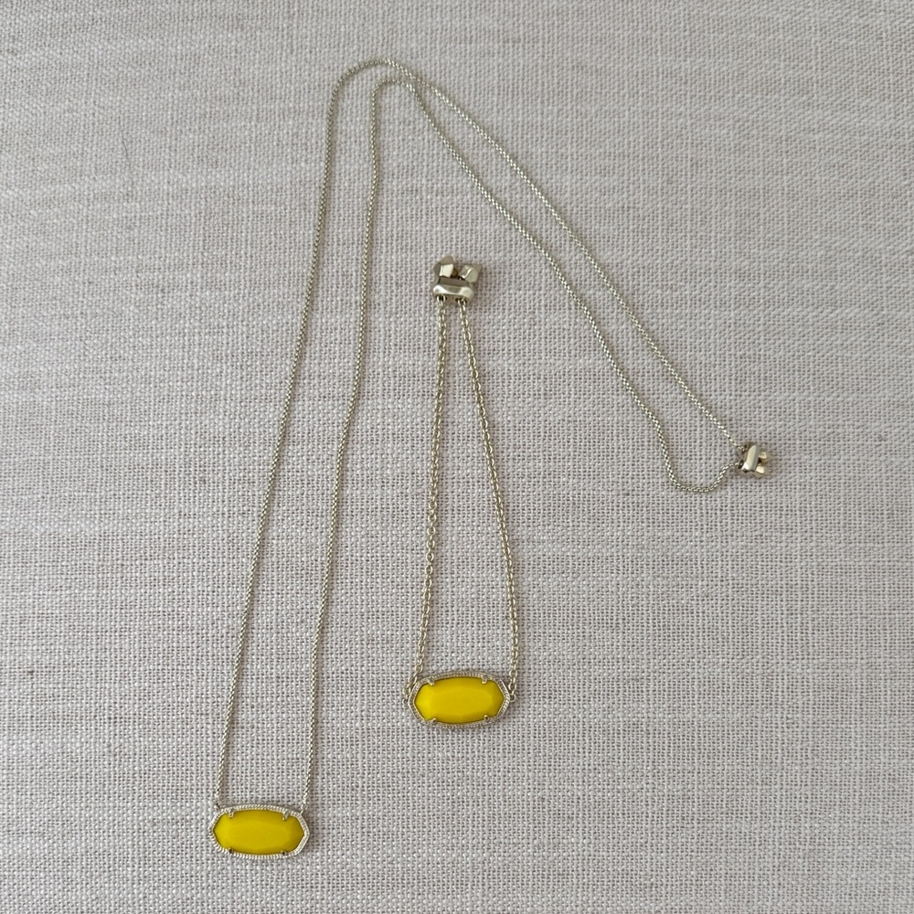 Kendra Scott Gold and Yellow Stone Necklace and Bracelet Set
